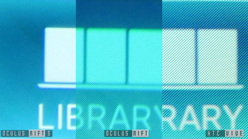 En esta imagen se ve el Screen door effect o SDE, es el espacio entre los píxeles.